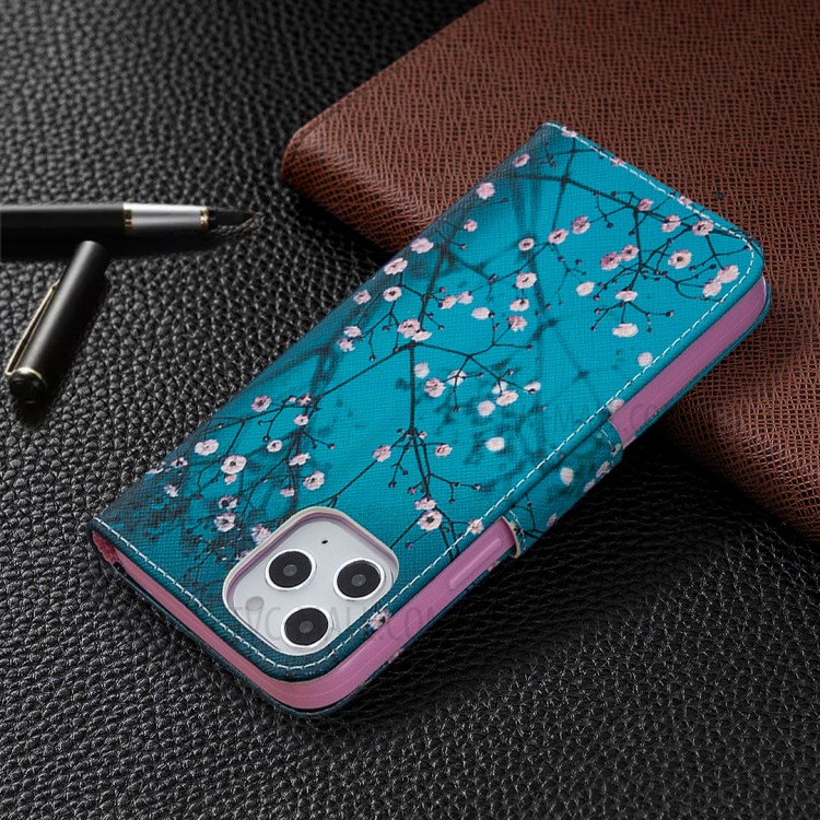 Hot Style Pattern Printing Leather Wallet Case for iPhone 12 Pro Max 6.7 inch - Tree with Flowers-8