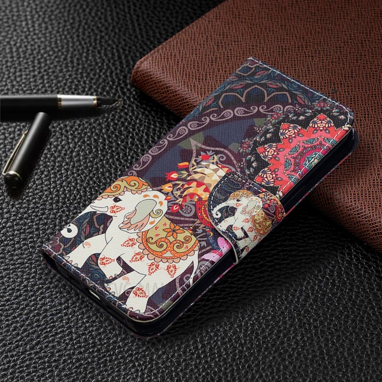 Pattern Printing Case Wallet Stand Leather Cover Protector for iPhone 12 Pro Max 6.7 inch - Elephant-8