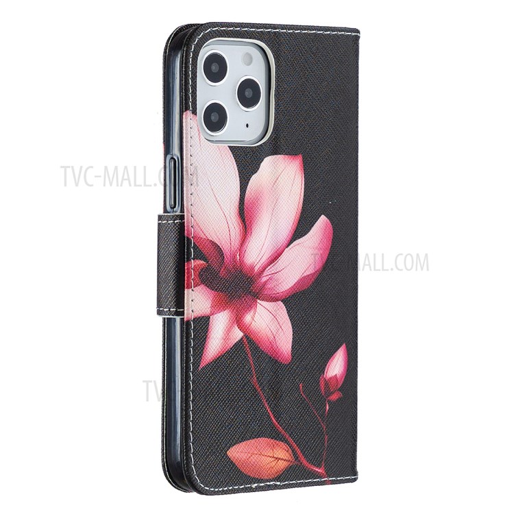Pattern Printing Case Wallet Stand Leather Cover Protector for iPhone 12 Pro Max 6.7 inch - Red Flowers-3