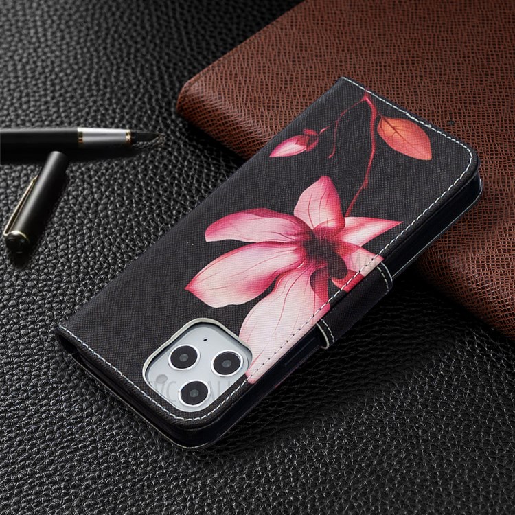 Pattern Printing Case Wallet Stand Leather Cover Protector for iPhone 12 Pro Max 6.7 inch - Red Flowers-6