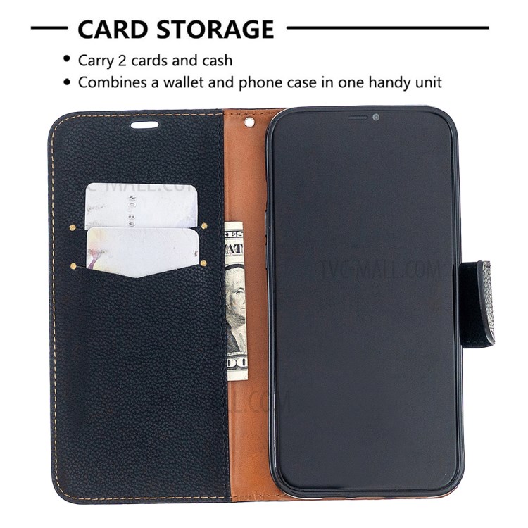 Litchi Surface with Wallet Leather Stand Case for iPhone 12 Pro Max 6.7-inch - Black-8