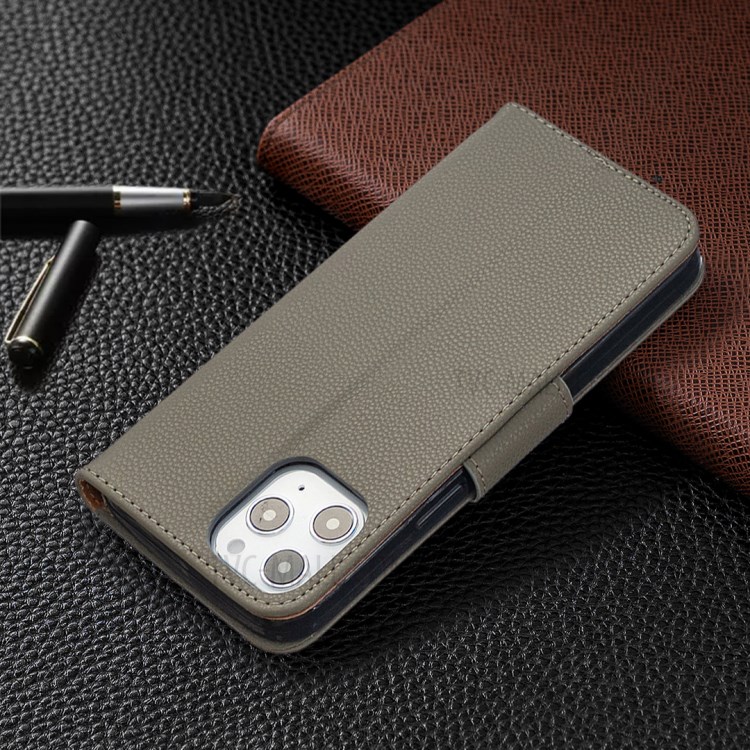 Litchi Surface with Wallet Leather Stand Case for iPhone 12 Pro Max 6.7-inch - Grey-5
