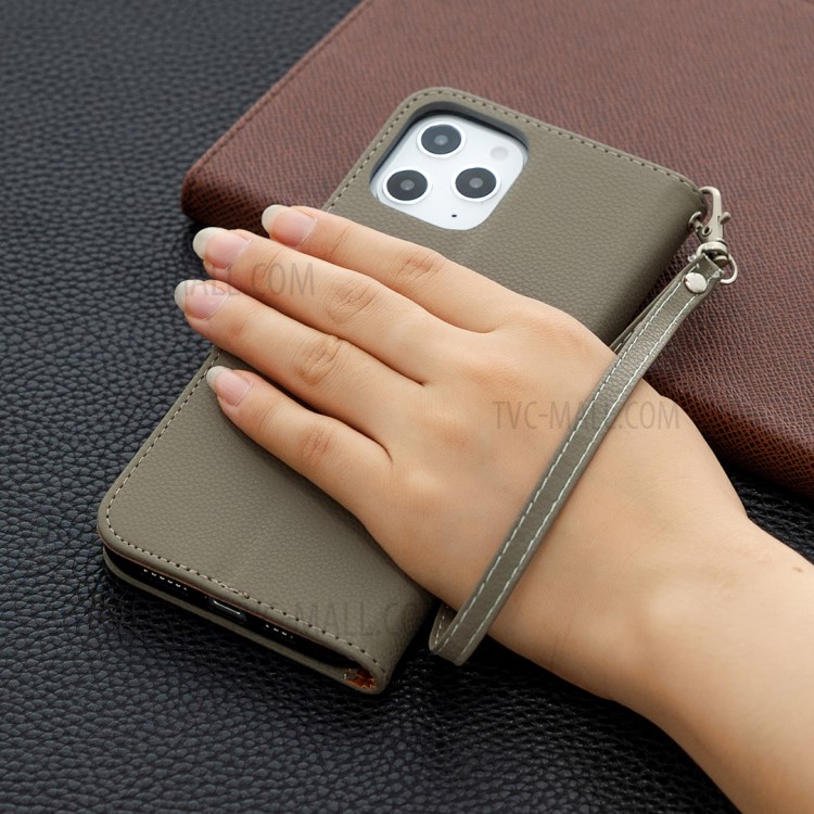 Litchi Surface with Wallet Leather Stand Case for iPhone 12 Pro Max 6.7-inch - Grey-6