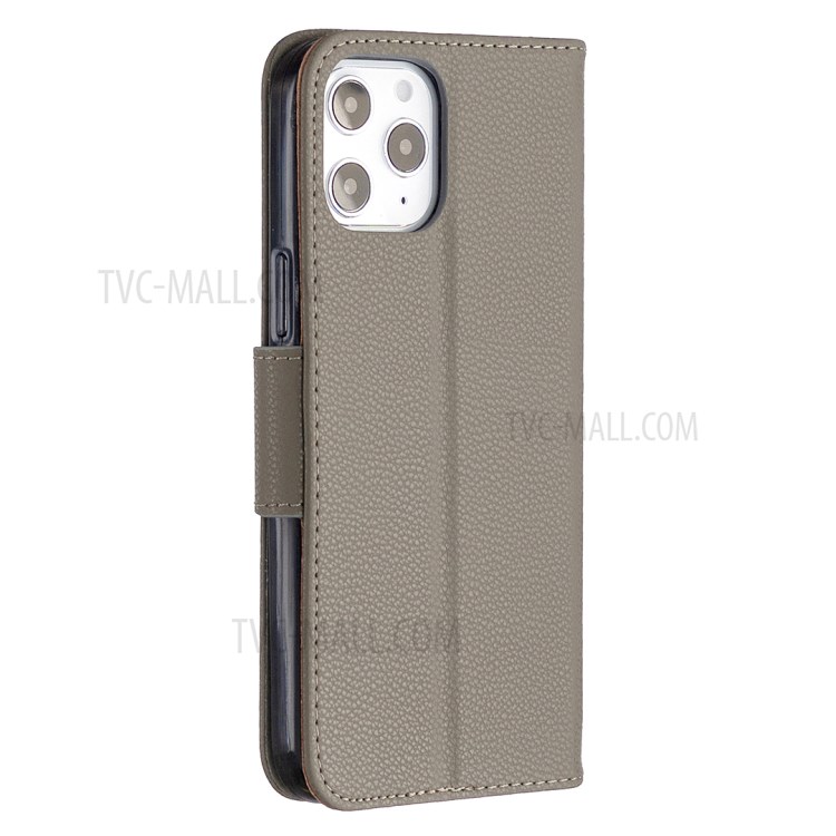 Litchi Surface with Wallet Leather Stand Case for iPhone 12 Pro Max 6.7-inch - Grey-8