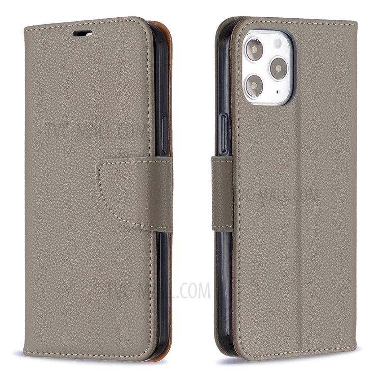 Litchi Surface with Wallet Leather Stand Case for iPhone 12 Pro Max 6.7-inch - Grey-9