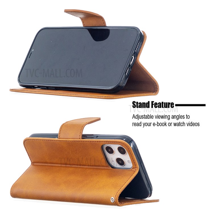 PU Leather with Wallet Cell Phone Shell for iPhone 12 Pro Max 6.7 inch - Brown-5