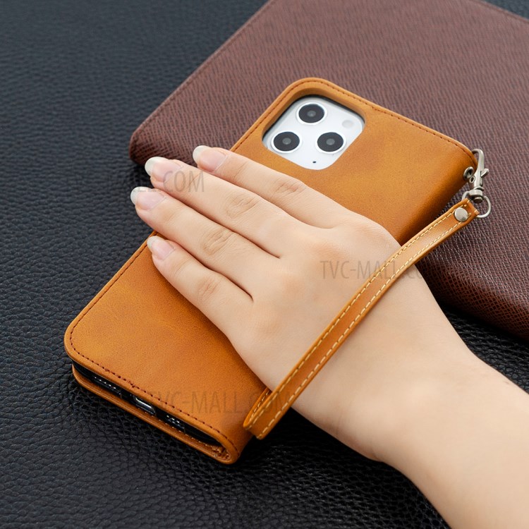 PU Leather with Wallet Cell Phone Shell for iPhone 12 Pro Max 6.7 inch - Brown-9