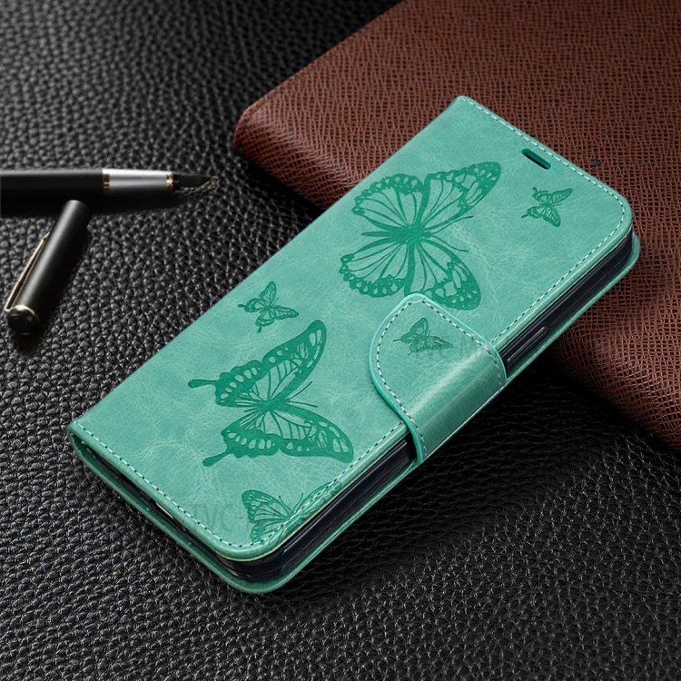 Imprint Butterfly Shell Wallet Leather Stand Case for iPhone 12 Pro Max 6.7 inch - Green-4