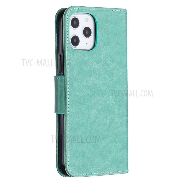 Imprint Butterfly Shell Wallet Leather Stand Case for iPhone 12 Pro Max 6.7 inch - Green-7