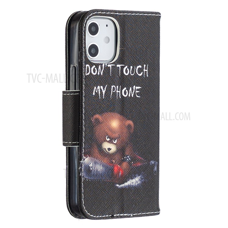 Hot Style Pattern Printing Cover Leather Wallet Case for iPhone 12 mini - Warning Words-3