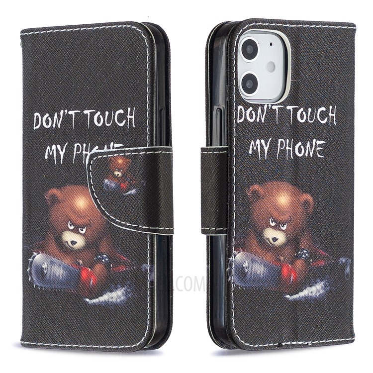 Hot Style Pattern Printing Cover Leather Wallet Case for iPhone 12 mini - Warning Words-4