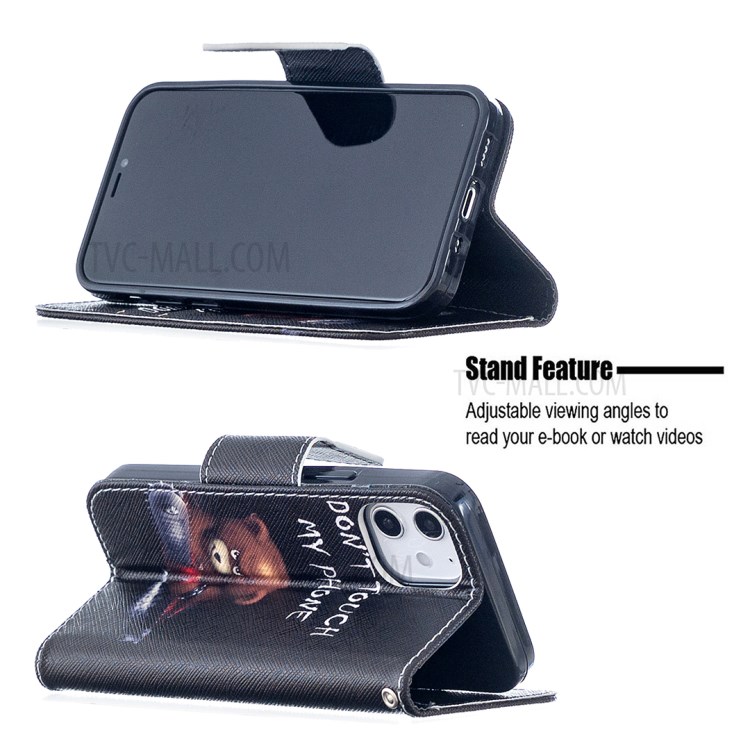 Hot Style Pattern Printing Cover Leather Wallet Case for iPhone 12 mini - Warning Words-5