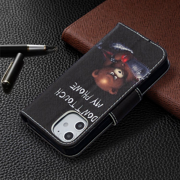 Hot Style Pattern Printing Cover Leather Wallet Case for iPhone 12 mini - Warning Words-8