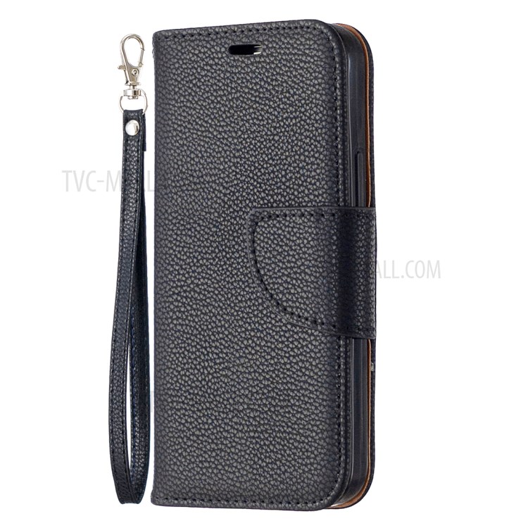 Litchi Surface with Wallet Leather Stand Case for iPhone 12 5.4-inch - Black-2