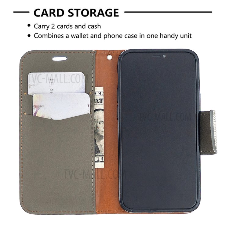 Litchi Surface with Wallet Leather Stand Case for iPhone 12 mini - Grey-7