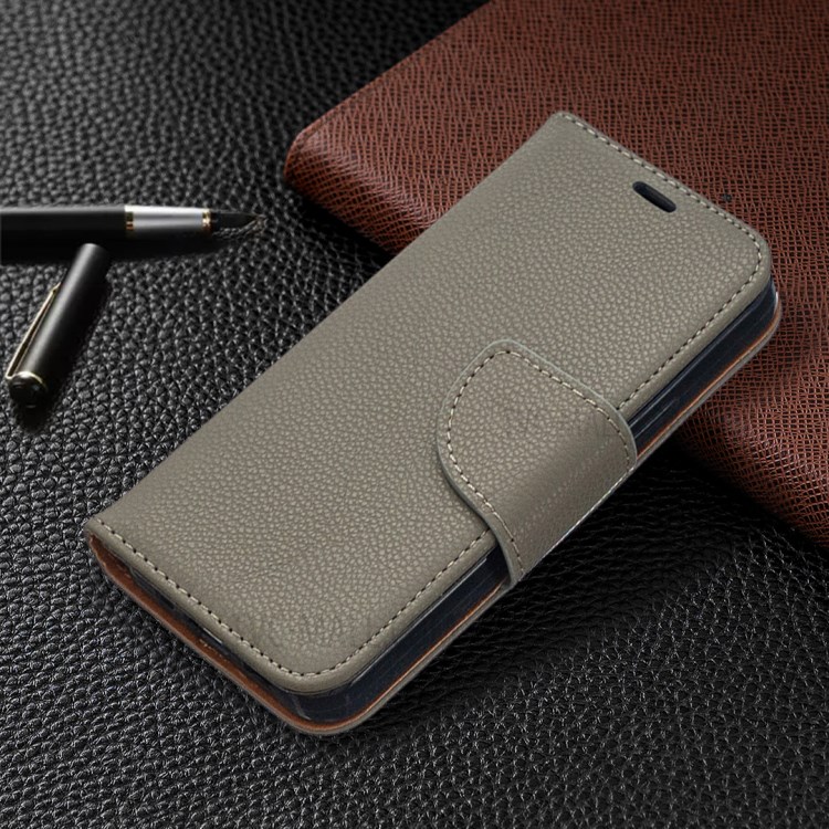 Litchi Surface with Wallet Leather Stand Case for iPhone 12 mini - Grey-8