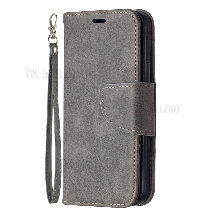 Solid Color PU Leather Wallet Stand Phone Case for iPhone 12 mini - Grey-8