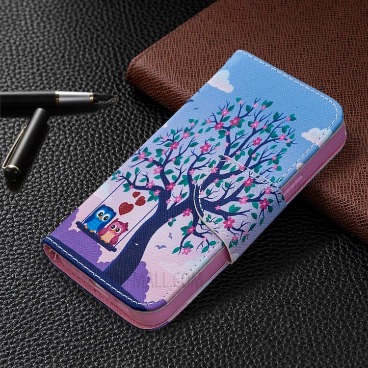 Pattern Printing Case Wallet Stand Leather Shell Protector for iPhone 12 5.4 inch - Owl and Tree-4