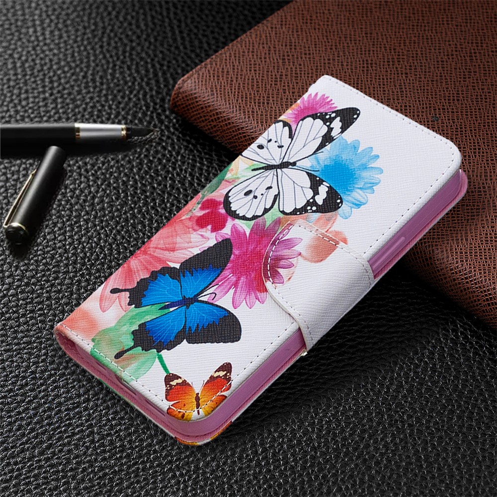 Pattern Printing Leather Wallet Protective Case for iPhone 12 Pro/12 Max 6.1 inch - Butterflies-4