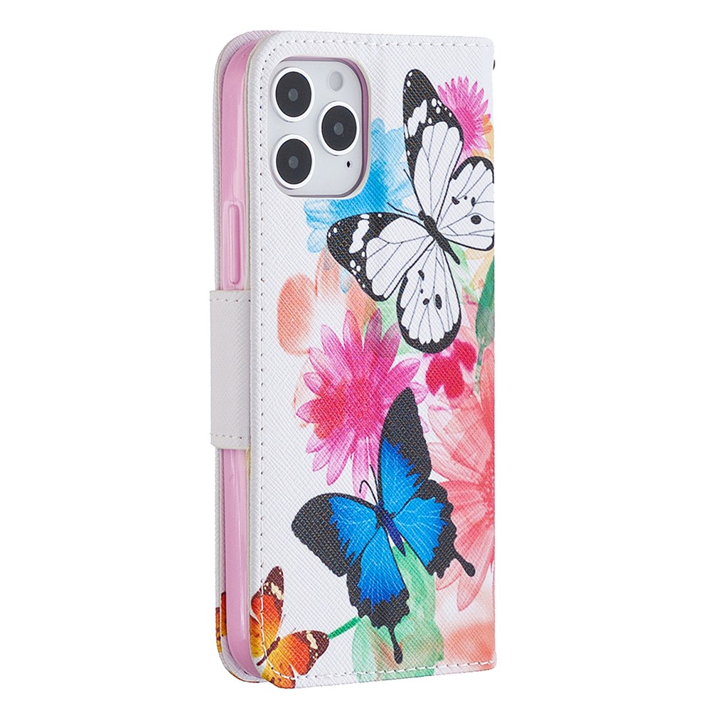 Pattern Printing Leather Wallet Protective Case for iPhone 12 Pro/12 Max 6.1 inch - Butterflies-7