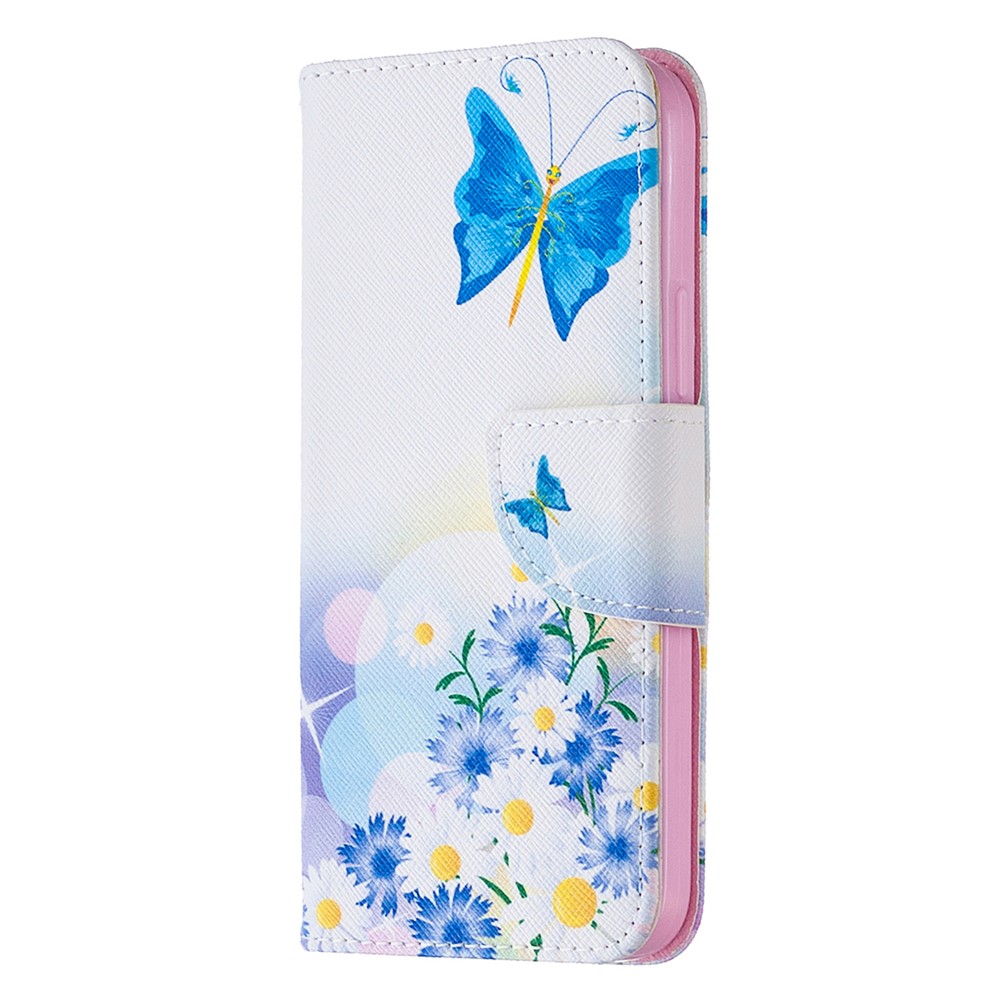 Pattern Printing Leather Wallet Protective Case for iPhone 12 Pro/12 - Butterfly and Flowers-2