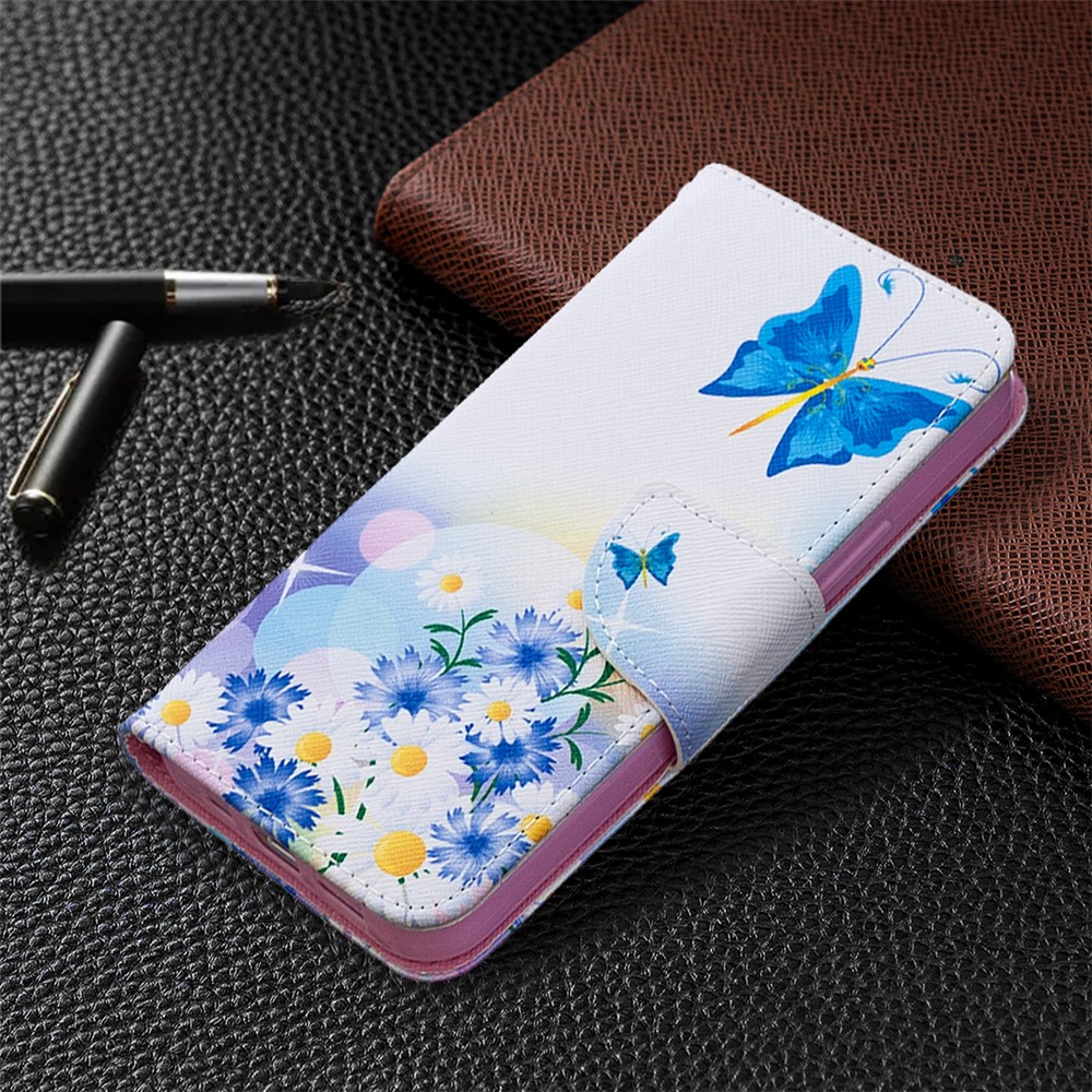 Pattern Printing Leather Wallet Protective Case for iPhone 12 Pro/12 - Butterfly and Flowers-7