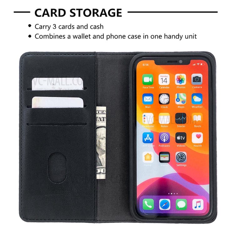 Detachable 2-in-1 Genuine Leather Wallet Stand Case for iPhone 11 6.1-inch - Black-6