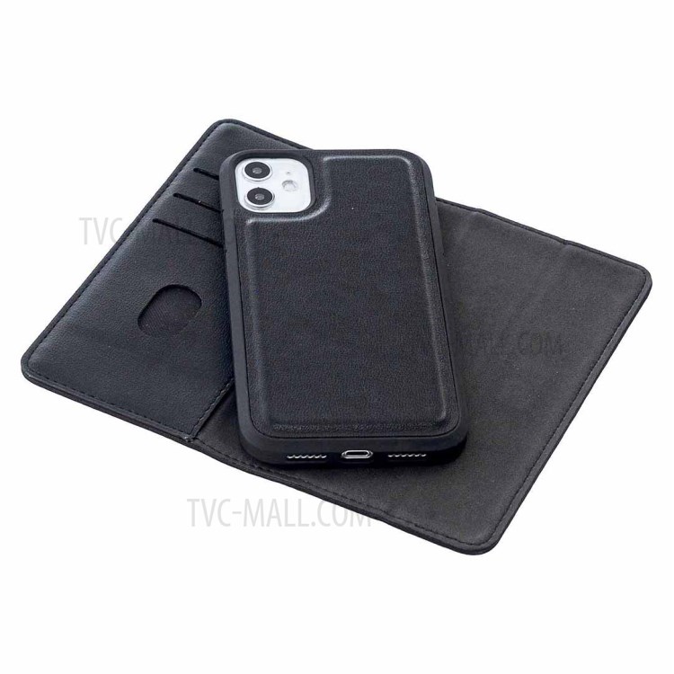 Detachable 2-in-1 Genuine Leather Wallet Stand Case for iPhone 11 6.1-inch - Black-7