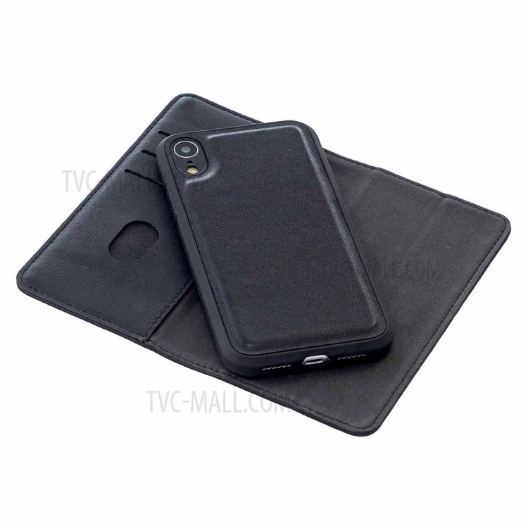 Detachable 2-in-1 Magnetic Genuine Leather Wallet Stand Case for iPhone XR 6.1 inch - Black-7