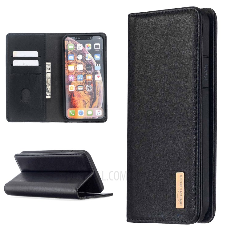 Magnetic Detachable Genuine Leather Wallet Stand Case for iPhone XS Max 6.5 inch - Black