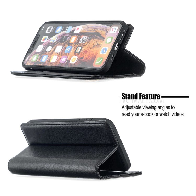 Magnetic Detachable Genuine Leather Wallet Stand Case for iPhone XS Max 6.5 inch - Black-5