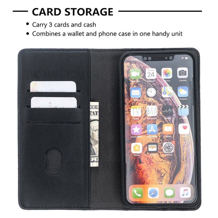 Magnetic Detachable Genuine Leather Wallet Stand Case for iPhone XS Max 6.5 inch - Black-6