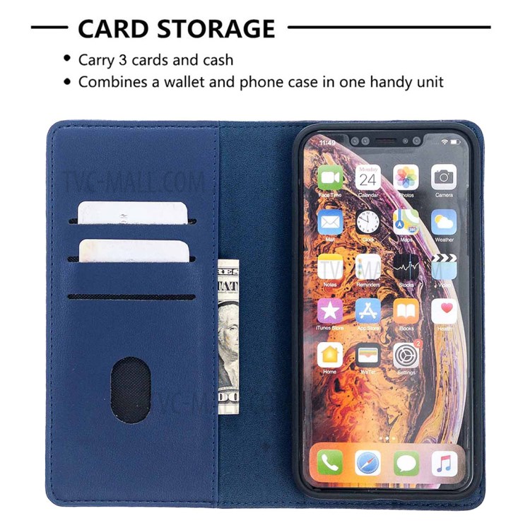 Caso Genuino Magnética Desmontable Cartera De Cuero Soporte Para El Iphone XS Máximo De 6,5 Pulgadas - Azul-6