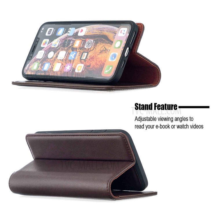Caso Genuino Magnética Desmontable Cartera De Cuero Soporte Para El Iphone XS Máximo De 6,5 Pulgadas - Marrón-5