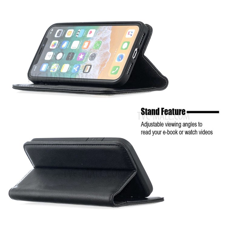 Detachable 2-in-1 Genuine Leather Wallet Shell + TPU Back Case for iPhone X/XS 5.8 inch - Black-5