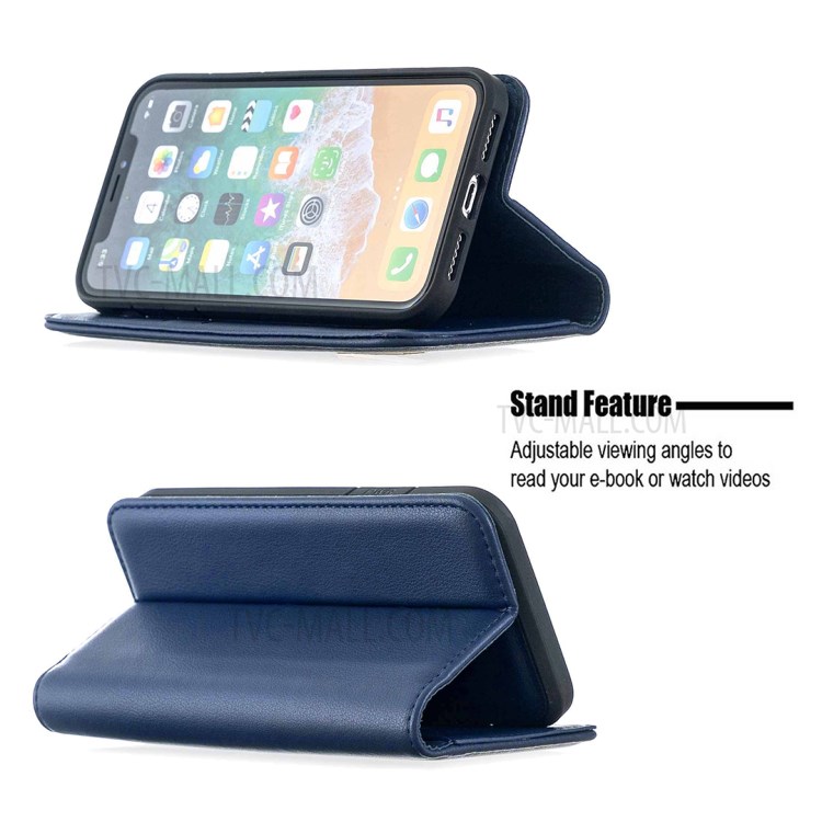 BF06 Detachable 2-in-1 Genuine Leather Wallet Shell + TPU Back Case for iPhone X/XS 5.8 inch - Blue-5