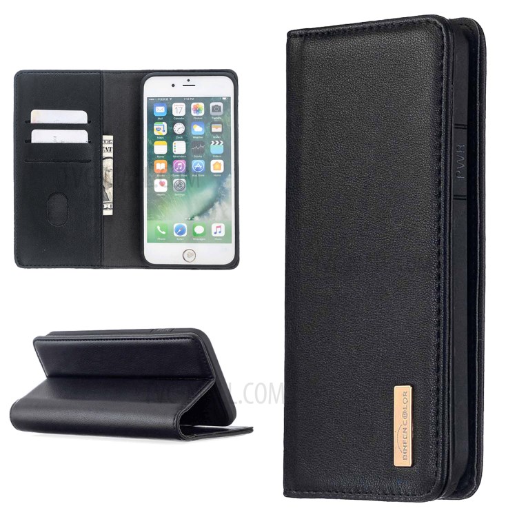 Magnetic Detachable Genuine Leather Cover Stand Case for iPhone 7 Plus/8 Plus 5.5 inch - Black