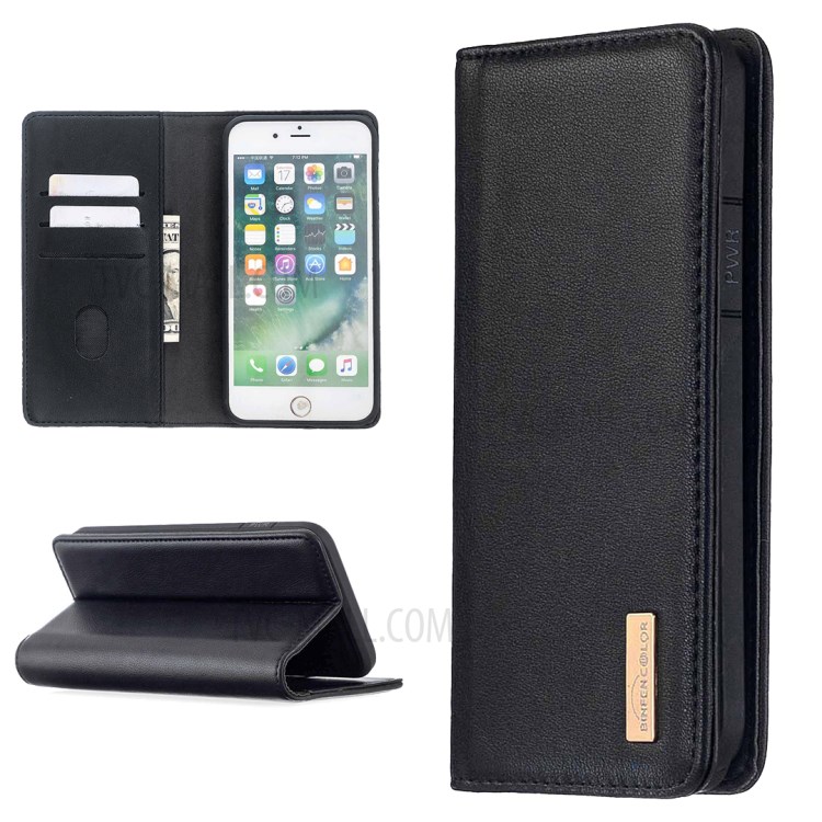 Magnetic Detachable Genuine Leather Cover Stand Case for iPhone 7 Plus/8 Plus 5.5 inch - Black-1