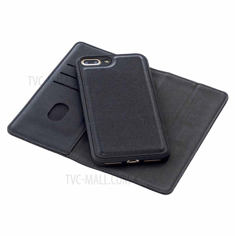 Magnetic Detachable Genuine Leather Cover Stand Case for iPhone 7 Plus/8 Plus 5.5 inch - Black-7