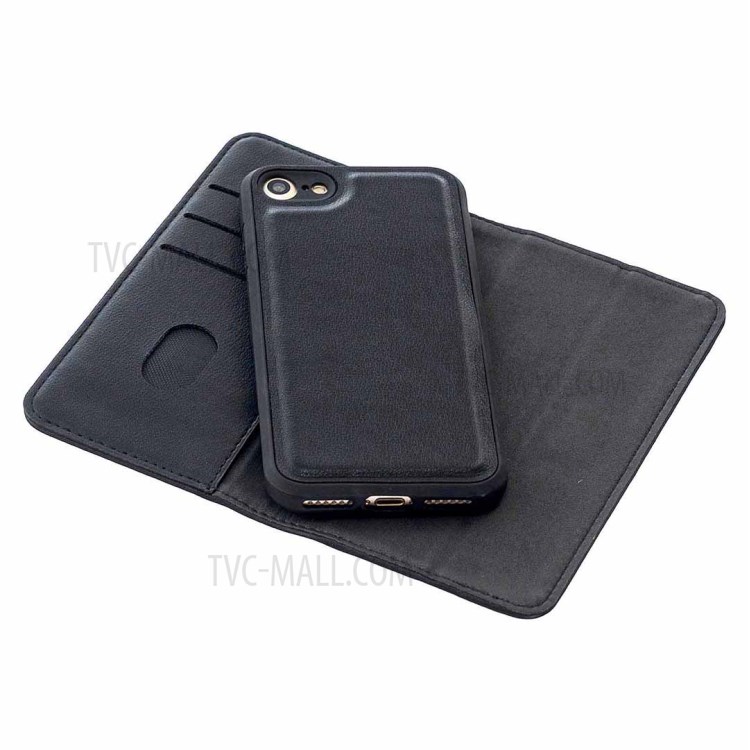 Detachable Magnetic Genuine Leather Protector Wallet Stand Case for iPhone 7/8/SE (2nd Generation) - Black-7