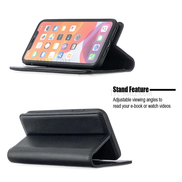 Detachable 2-in-1 Magnetic Genuine Leather Protector Stand Case for iPhone 11 Pro Max 6.5 inch - Black-5