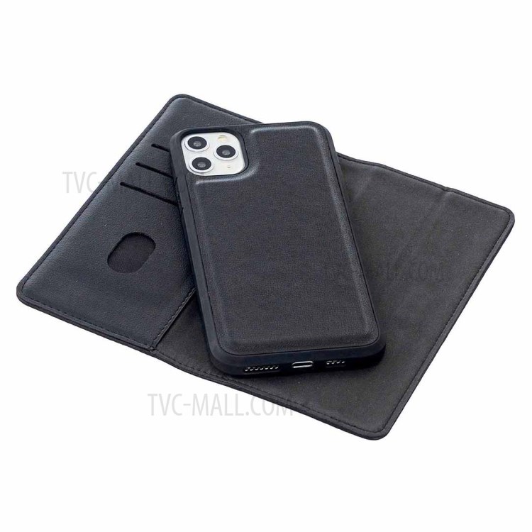 Detachable 2-in-1 Magnetic Genuine Leather Protector Stand Case for iPhone 11 Pro Max 6.5 inch - Black-7