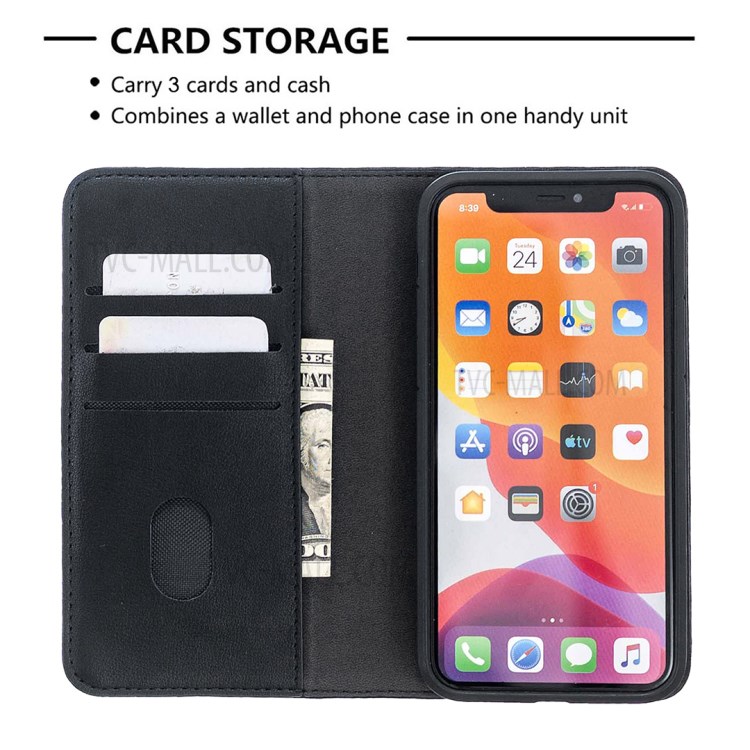 Detachable 2-in-1 Magnetic Genuine Leather Protector Stand Cover for iPhone 11 Pro 5.8 inch - Black-6