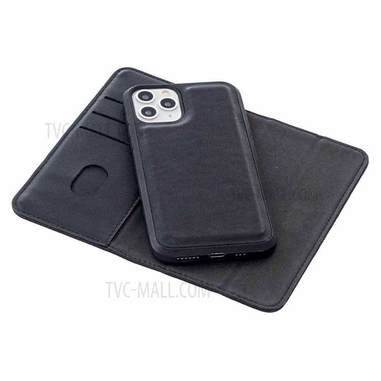 Detachable 2-in-1 Magnetic Genuine Leather Protector Stand Cover for iPhone 11 Pro 5.8 inch - Black-7