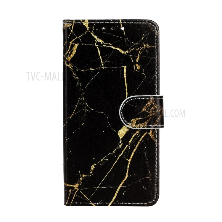 Marble Pattern Printing Leather Protector Wallet Case for iPhone 12 mini - Black Marble-3