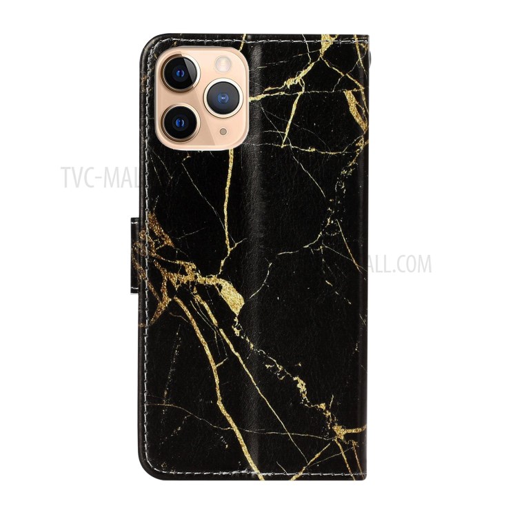 Marble Pattern Printing Leather Protector Wallet Case for iPhone 12 5.4 inch - Black Marble-4