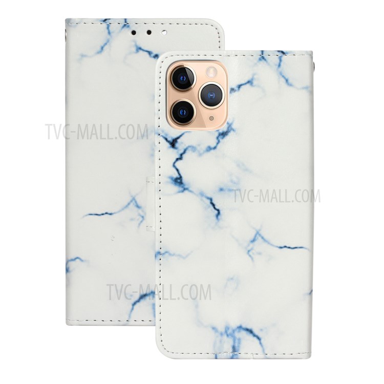 Marble Pattern Printing Leather Protector Wallet Case for iPhone 12 mini - White Marble-1