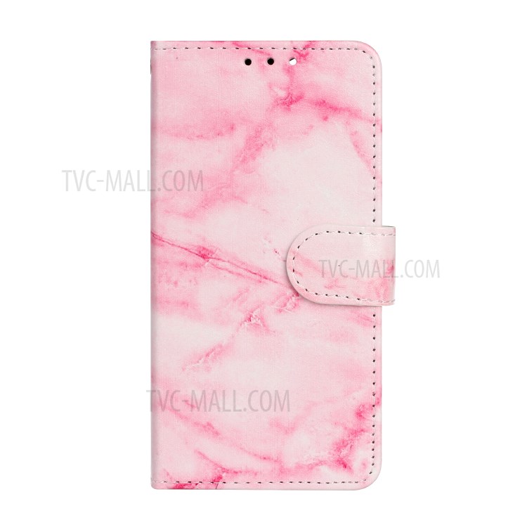 Marble Pattern Printing Leather Protector Wallet Case for iPhone 12 mini - Pink Marble-3