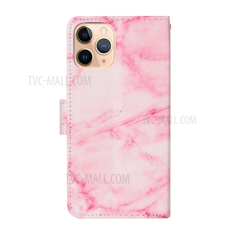 Marble Pattern Printing Leather Protector Wallet Case for iPhone 12 mini - Pink Marble-4