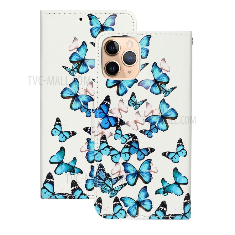 Marble Pattern Printing Leather Protector Wallet Case for iPhone 12 mini - Butterfly-1